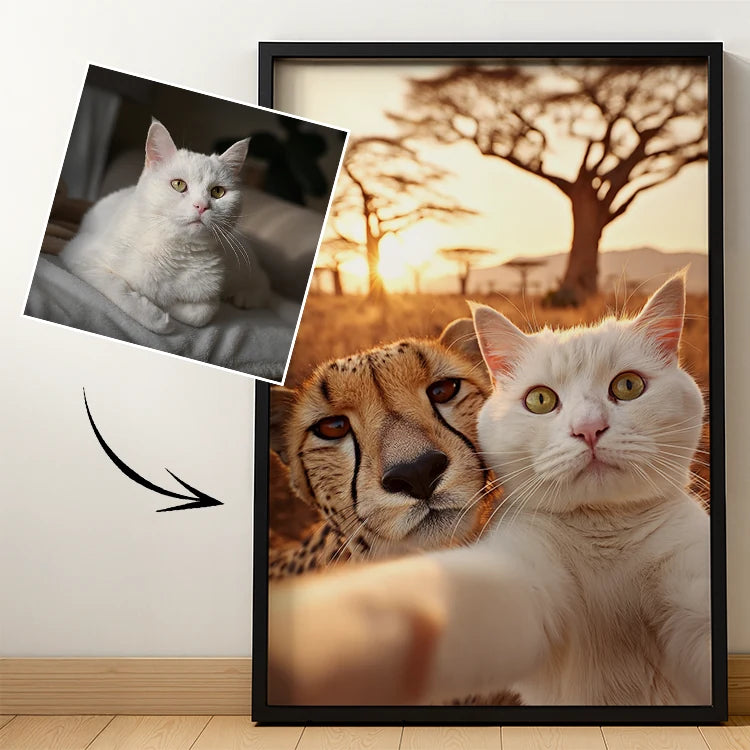 Selfie en la pradera: retrato lenticular de mascota