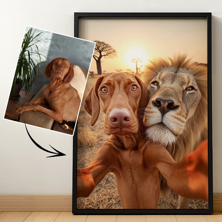 Selfie en la pradera: retrato lenticular de mascota