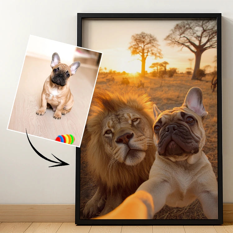 Selfie en la pradera: retrato lenticular de mascota